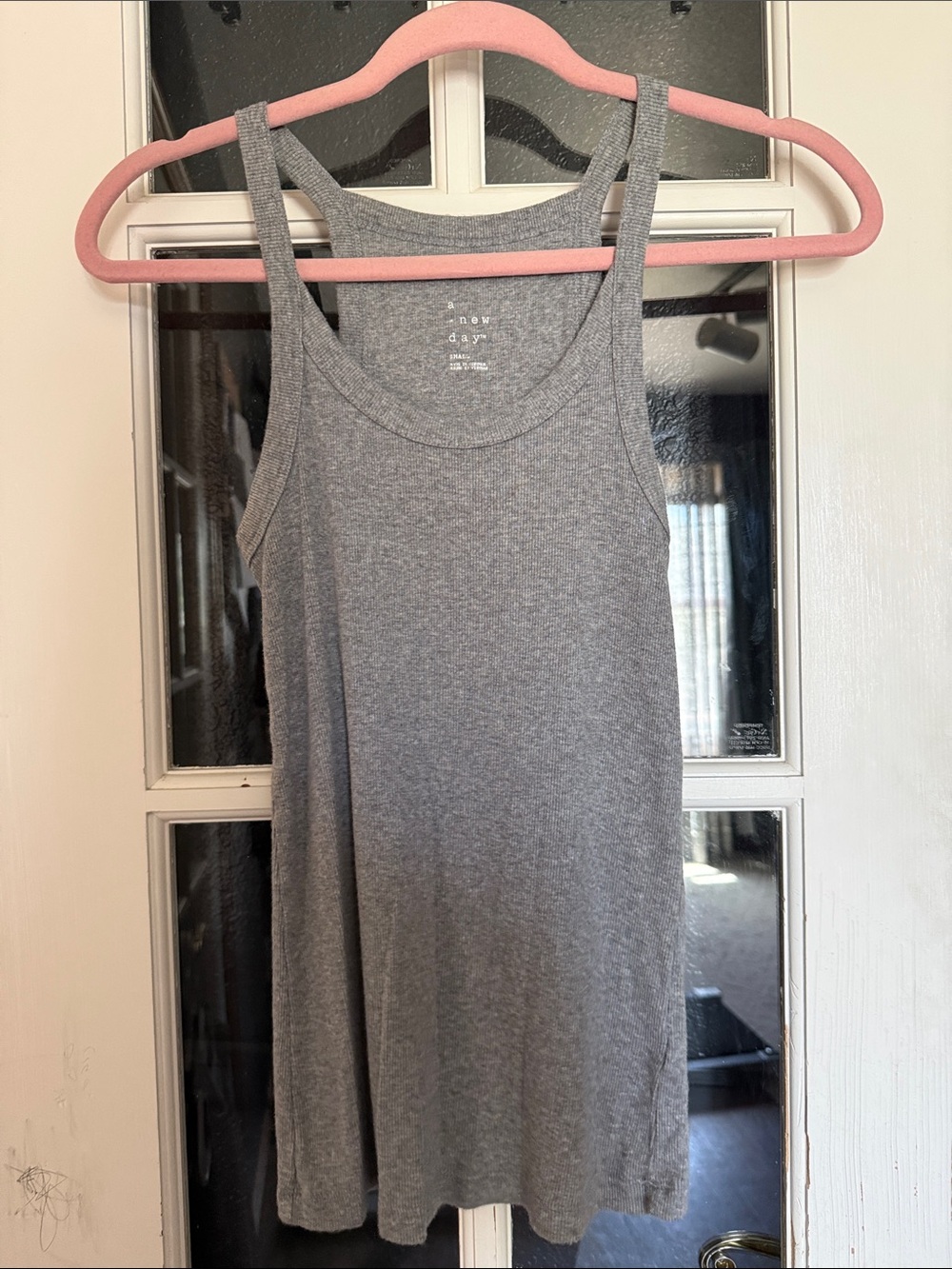 a new day Gray Ribbed Scoop Neck Tank Top